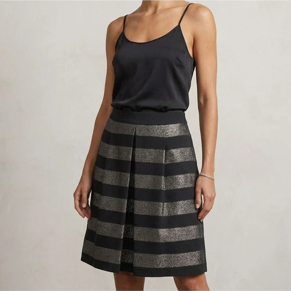 CORY Justina Box Pleat Skirt Size 8 Metallic Rainbow Sparkle Party Cocktail Glam